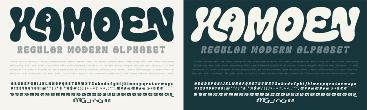 Xamoen font sample, regular and slant modern alphabet