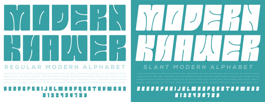 Modern geometric alphabet font design with alphabet, geometric