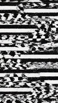 Abstract Glitch Pattern featuring a distorted black and white checkered diamond texture ideal for social media backgrounds and artistic video overlays. Vertical. Video. Portrait Orientation.