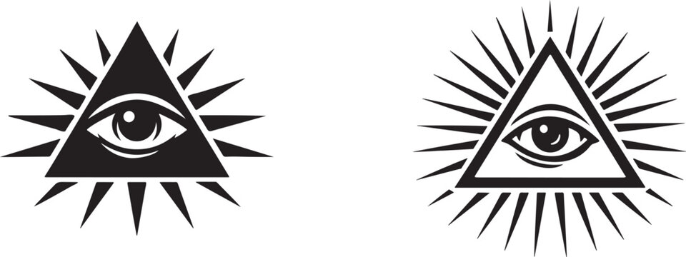 Eye of Providence vector icon, all seeing eye triangle symbol design.