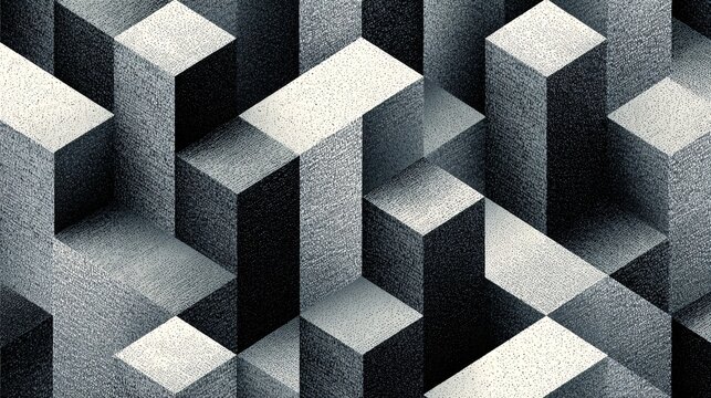 abstract 3d monochrome cube pattern with geometric architecture background