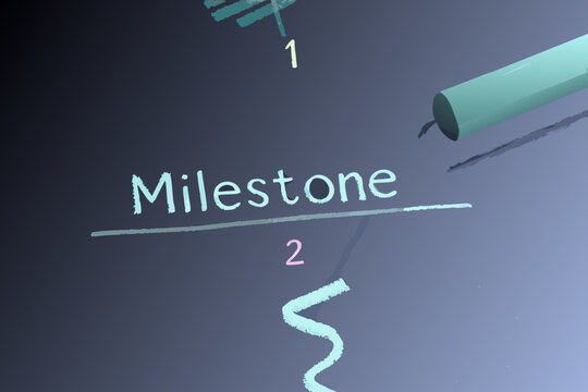 Milestone written on a chalkboard with chalk planning concept