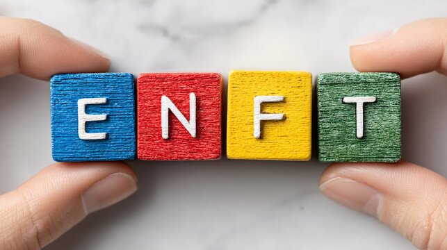 internet connectivity concept with e n f t letters blocks in hands