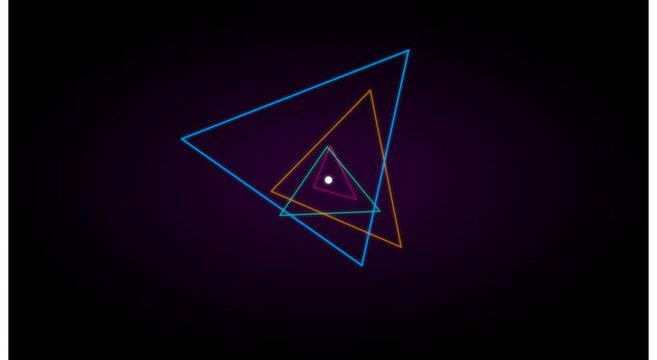Neon triangle tunnel abstract animation