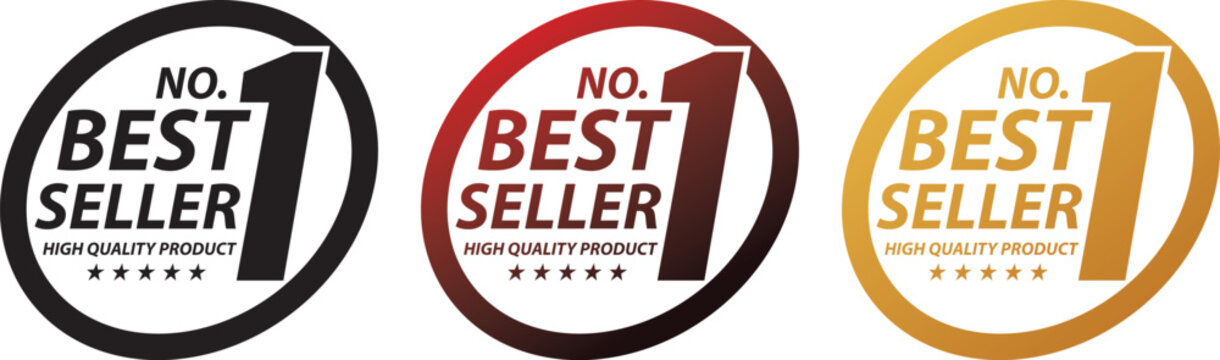 Number 1 best selling vector circle badge, simple flat gradient label for icon, logo, sign, seal, symbol, stamp or sticker