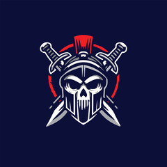 Fototapeta premium Spartan Skull With Crossed Swords illustration