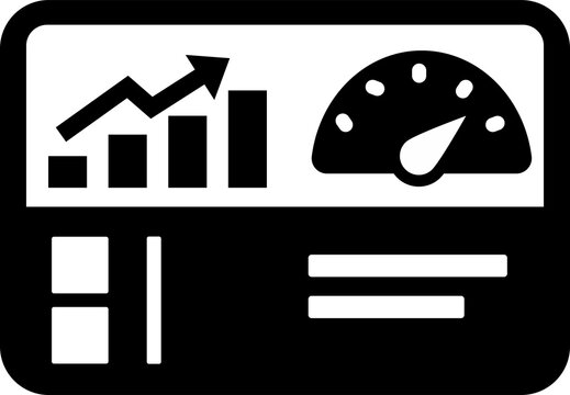 Business dashboard with growth chart and speedometer icon isolated on transparent background