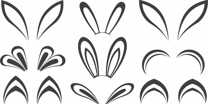 rabbit ear silhouettes collection on a white background