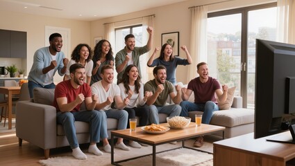 Obraz premium Fans watching TV