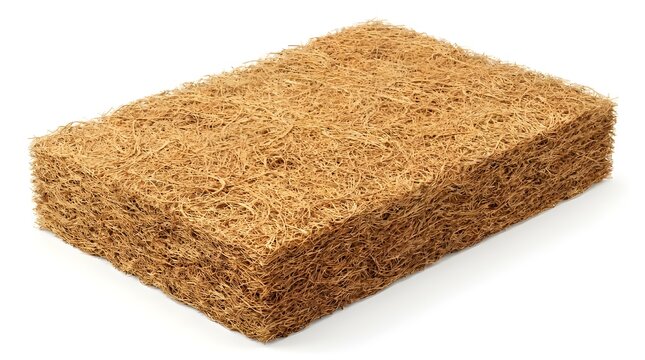 Natural Coconut Coir Fiber Block Isolated on White