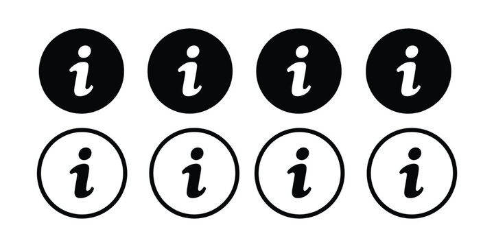 Information icon set with info signs in flat style for communication help guidance and user interface design elements