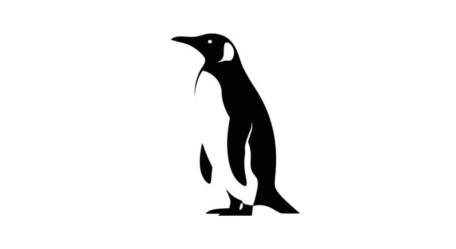 Black silhouette of a penguin standing.