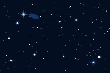 starry night sky illustration with glowing stars and planets © Liton