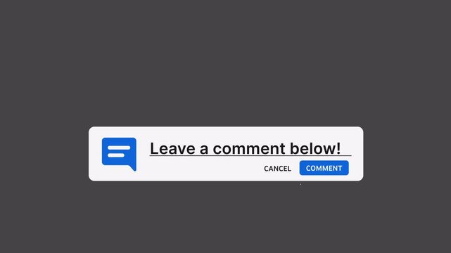 4 Leave a Comment Below UI Animations - Light and Dark - Alpha Channel 4K. Features a unique transition where the "Comment" button changes to a red "Thanks" button upon clicking. 