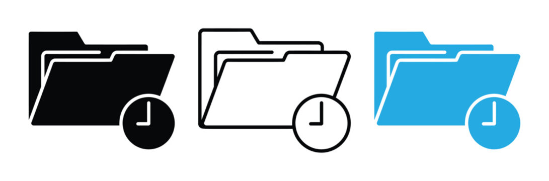 Folder icons with clock symbol representing timely file organization and management