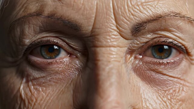 Closeup of aged human eyes for creative digital media and visual arts