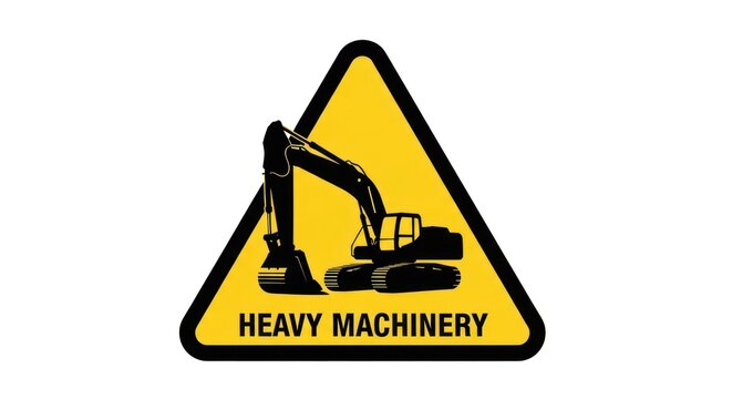 Heavy machinery warning sign triangle symbol.