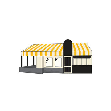 Modern storefront building with awning illustration