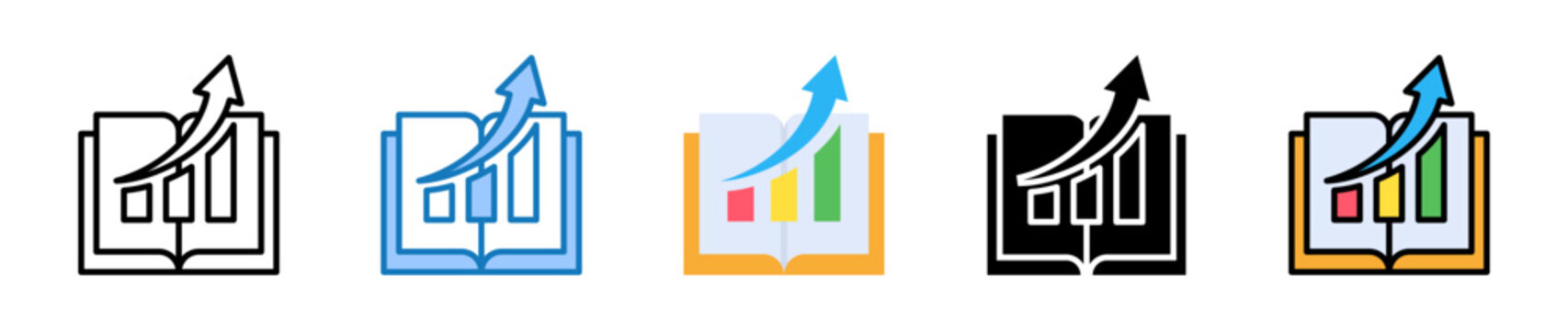 Learning Curve multiple style icons set design vector illustration. 