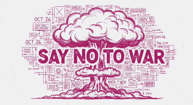 Anti-war message, protest illustration, Say No To War, vector graphic