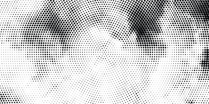 Abstract halftone wave dotted background. Futuristic twisted grunge pattern, dot, circles