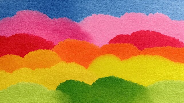 Colorful landscape with soft shapes in bright hues