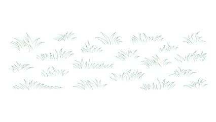 Set of hand drawn green grass tufts isolated on transparent background for your design. © Sara Studio