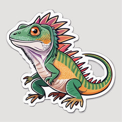 Fototapeta premium Cartoon Green Lizard with Spikes