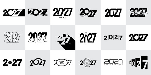2027 Happy New Year Typography Logo Collection © Be Pro