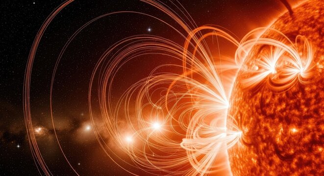 Solar flare dramatic depiction of a stars energy with coronal loops