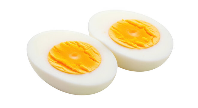 Halved boiled eggs with yellow yolks