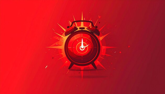 vibrant alarm clock icon exploding with red light on bold background