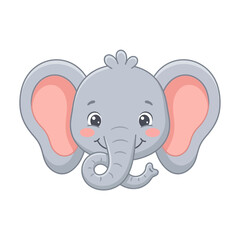 Fototapeta premium Adorable Cartoon Baby Elephant Face with Big Ears and a Smiling Expression