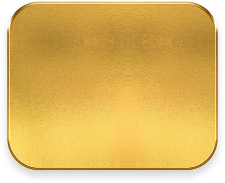 Realistic 3D golden rectangle shape with polished metal finish for design element