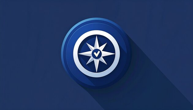 3d compass icon with glowing blue light on dark gradient business background