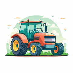 Fototapeta premium Cartoon Tractor Illustration