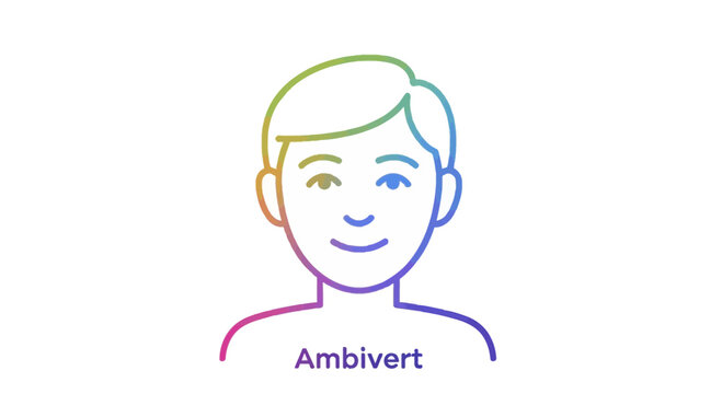 Ambivert personality type illustration with rainbow gradient, representing balance between introversion and extroversion.