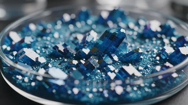 Stunning Blue Crystals Formed Through Chemical Reaction in Laboratory Setting