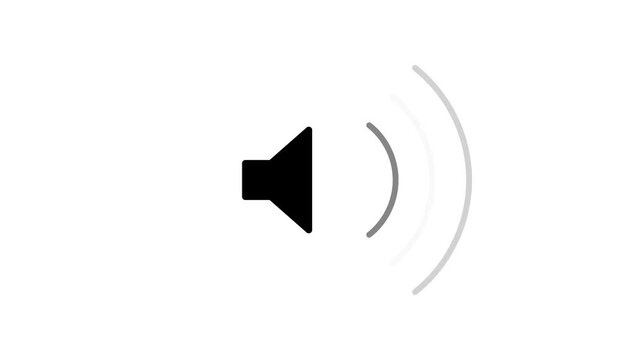 Animated speaker icon emitting sound waves on white. 4K Video