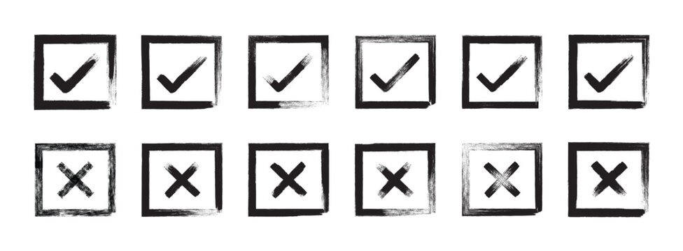 Brush strokes cross mark.  Cross mark wrong symbol graphic design collection. Dirty grunge stroke cross mark sign. Vector illustration 