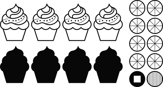 Set of Easter egg icons with cracked shells bridge decorative elements and mobile sim card symbols in outline and solid style