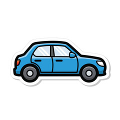 Fototapeta premium Blue Sedan Car Illustration Simple Design.