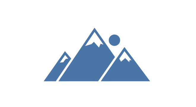 Blue Mountain Peaks Icon Graphic Design.