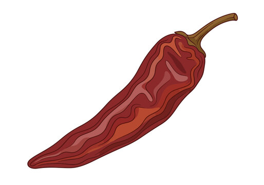 A single dried red chili pepper illustration.