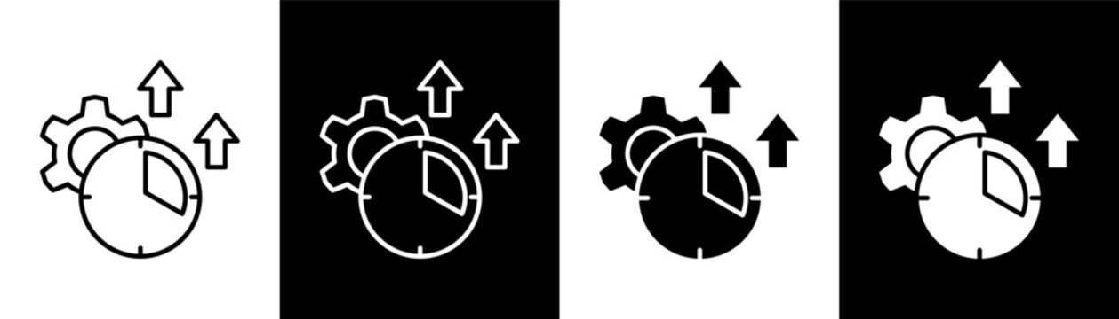 time efficiency white icon set design