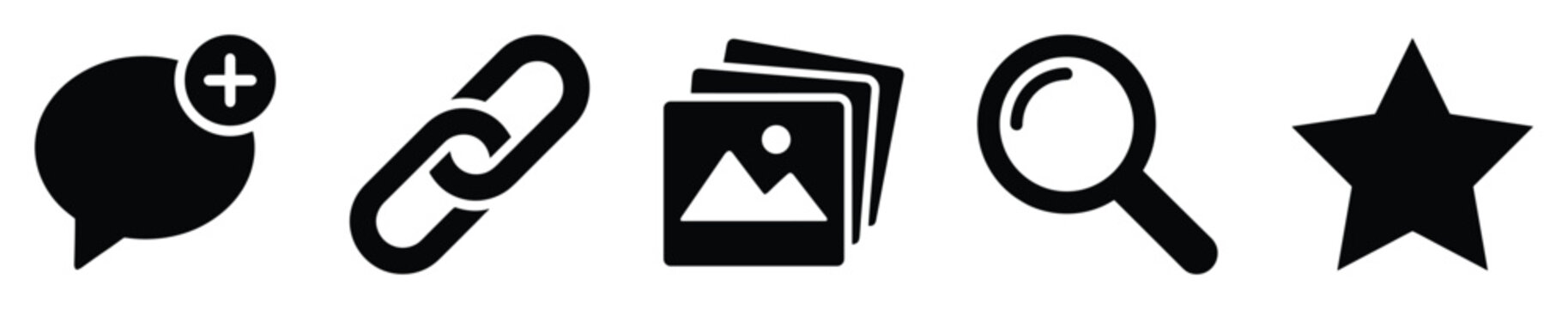 Essential black icons for digital user interface and web application design projects