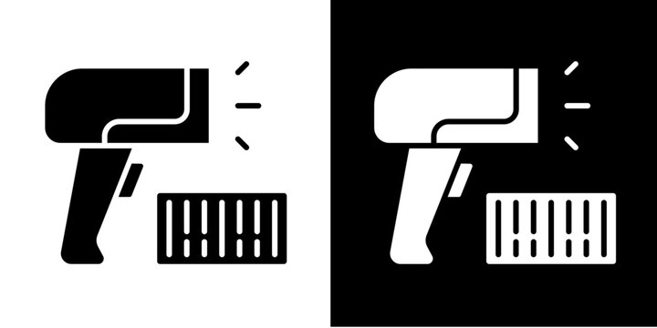 Barcode Scanner Icon Set White Glyph Style Collection
