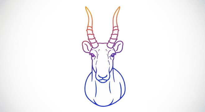 Saiga Antelope Head Silhouette with Gradient Colors