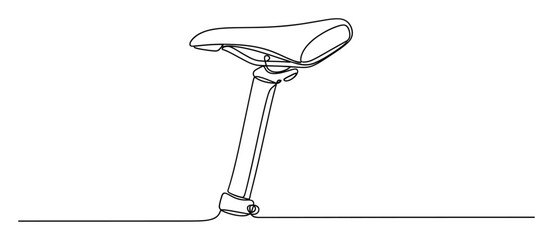 Obraz premium Continuous line drawing of a bicycle seat and post, perfect for minimalist cycling sports designs