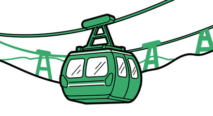 Green Cable Car Transportation Vehicle. © Supar